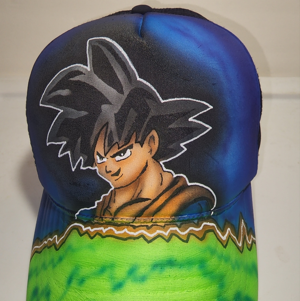 Popular Anime Cartoon DBZ Goku Custom Airbrushed Snapback Trucker Hat Cap Sharp